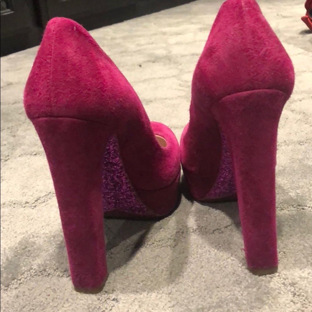 MUI MUI GLITTER HEEL, suede